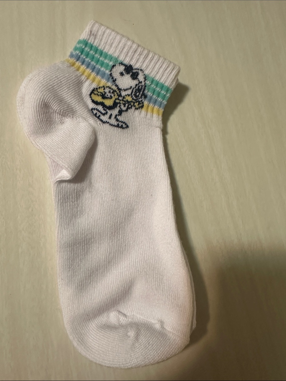 White Cuff Socks with Snoopy Graphic